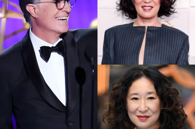 “SHE DOESN’T NEED MY SPOTLIGHT TO SHINE” — STEPHEN COLBERT DEFENDS SANDRA OH AFTER HER EMOTIONAL OUTBURST GOES VIRAL