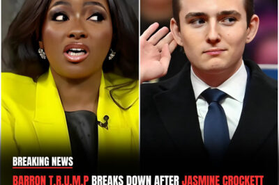 Barron T.r.u.m.p shatters in tears as Jasmine Crockett reveals his shocking secrets live on national TV, leaving the studio frozen in stunned, jaw-dropping silence.