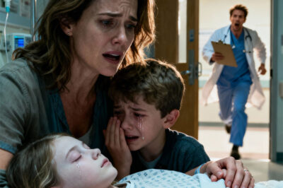 During a family BBQ, my little girl fell from the playground and was rushed to the hospital in a coma. I was holding her hand when my son leaned close and whispered, “Mom… I know what really happened.” My heart stopped. “What did you see?” I asked. He opened his mouth to speak — but before a single word came out, the hospital door burst open…