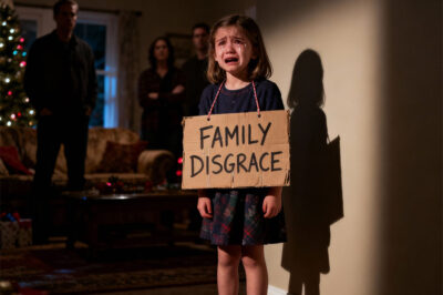 On Christmas Day, while I was at work, my family branded my 7-year-old daughter a “LIAR.” They hung a sign around her neck that said “FAMILY DISGRACE,” and left her starving in a corner for hours. I didn’t scream. I didn’t weep. I started planning. Two days later, all their bank accounts were frozen, every card they owned declined — and my phone lit up with frantic calls filled with fear and regret.