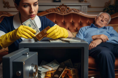 The wealthy man pretended to be asleep to test his shy employee, but when he opened his eyes and saw what she was doing, his heart stopped… and that silent night changed his life forever.