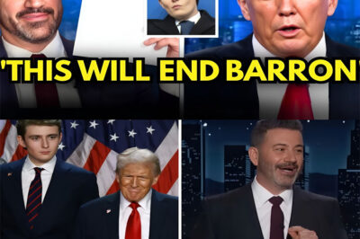 NATION STUNNED: T.R.U.M.P gasps as JIMMY KIMMEL flips BARRON’s 8-second insult — a live-tv clash ignites a spiraling family secret scandal rocking the T.R.U.M.P
