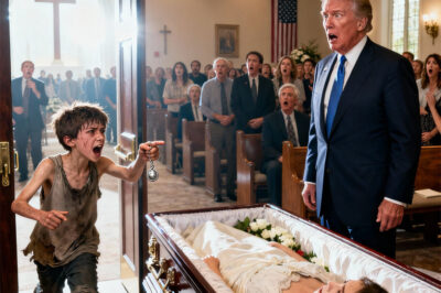 During the solemn funeral, as everyone bowed before the closed casket, a homeless Black boy burst in, panting, “Sir! Your daughter… she’s still alive!” The entire hall erupted in whispers. The billionaire froze, his hand trembling. “What… did you say?” The boy pulled a small object from his pocket and whispered, “She told me to give this to you. And not to trust anyone in your family.” The man’s face went pale—a devastating secret had just been unlocked…