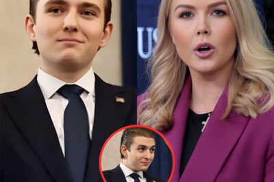 Moment That Paralyzed the Press Room: Barron Trump Suddenly Appeared at Karoline Leavitt’s Briefing — And In Just 4 Minutes, Everything Was Turned Upside Down