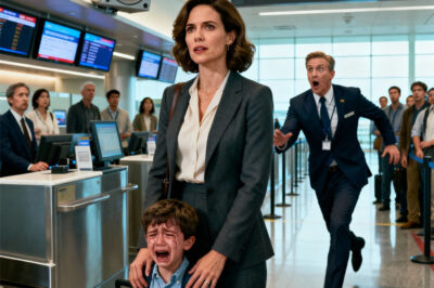 Right at the boarding gate, the ground agent stopped me with an outstretched hand: “Your ticket has been canceled. We need the seat for a VIP.” My son burst into tears, clinging to my hand. I didn’t yell, didn’t argue. I simply opened my phone and sent a short message. Five minutes later, the airport speakers crackled to life, the voice trembling: “Attention… this flight has been suspended by order of the Security Command.” The airport manager rushed over, pale as a sheet. “Ma’am… a terrible mistake has been made.”