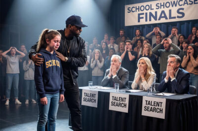 A long round of applause erupted for my daughter during the school talent show. But the judges remained cold. One of them sneered, “Don’t think you have talent. They’re only clapping out of pity for a poor kid with a single mom.” Tears filled my eyes as my daughter lowered her head in shame. Suddenly, a man from the back row stood up and walked straight onto the stage. The moment the judges saw his face, their expressions turned pale—and what he said next changed everything.