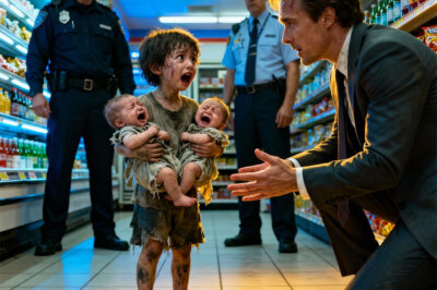 A homeless girl was reported to the police by a store manager for stealing a carton of milk for her two younger siblings, who were crying weakly from hunger; suddenly, a millionaire who witnessed the scene stepped forward.