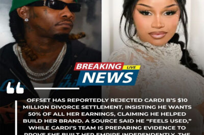 Offset has reportedly rejected Cardi B’s $10 million divorce settlement, insisting he wants 50% of all her earnings, claiming he helped build her brand. A source said he “feels used,” while Cardi’s team is preparing evidence to prove she built her empire independently. The move signals a high-stakes legal and financial battle ahead, with both stars fighting over recognition and control of her lucrative career.