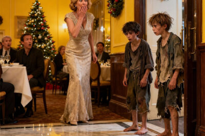 “Can we just have your leftovers?” The homeless child asked. The woman looked up—and dropped her glass in shock…