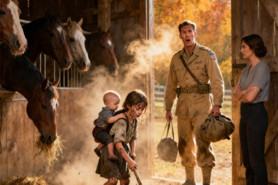 A Soldier Returns Home From War — Only to Find His Daughter Carrying Her Little Brother and Cleaning the Stables While the Stepmother Watches Coldly…