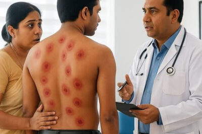 I discovered 30 red spots that looked like insect eggs on my husband’s back, I rushed him to the emergency room. The doctor looked at him immediately and said urgently: “Call the police immediately.”
