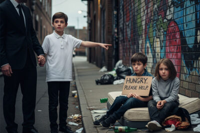“Dad, this homeless kid looks a lot like me” – The son’s words shocked the billionaire