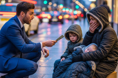 Millionaire Stops to Help Homeless Woman Begging With Her Children. When He Recognizes Her, His World Completely Collapses.
