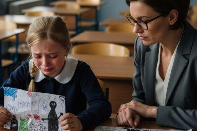 6-Year-Old Girl Cries in Class – Teacher Sees Her Drawing and Calls 911 in Tears