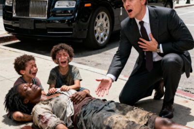 A homeless Black woman collapsed by the roadside, her two-year-old twin children crying in despair — and when a billionaire passed by, he was stunned to see that the twins looked exactly like him…