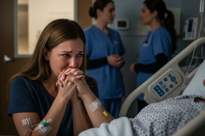 After kissing my husband’s hand one last time, I walked down the hospital hallway, trying to stay composed… until I passed two nurses near the break room. One whispered, “She still doesn’t know, does she?” The other replied, “No. And if she finds out, it’s over.” I froze, my heart sinking—then I realized the room my husband had been in was now locked.
