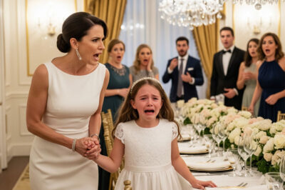 At Thanksgiving, there were nine place settings for ten people. My father pointed at my 12-year-old daughter and said, “You can eat in the kitchen. This table is for adults only.” She whispered, “But I’m part of the family… aren’t I?” Silence filled the room. No one spoke up for her. I didn’t argue. I simply took her hand, stood up, and walked out. What I did afterward ended up ruining their Christmas.