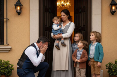 After eleven years of marriage and four children, my husband’s affection had soured into cruelty. He never missed an opportunity to belittle my appearance, insisting that he had ‘left me.’ One night, he came home, looked me up and down with utter disdain, and declared he was leaving. ‘I’m still young,’ he said coldly. ‘I can’t keep chained to someone who looks… like this.’ With that, he grabbed a suitcase and walked out the door, abandoning me and our four children. But days later, karma struck hard—forcing him back to my doorstep, begging on his knees.