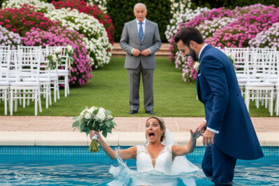 During the wedding, my husband pushed me straight into the icy fountain and burst out laughing hysterically; unable to bear it, I reacted in a way no one expected…