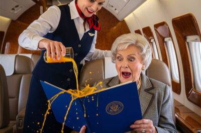 The head flight attendant splashed orange juice onto my clothes and my federal documents, then gave me a mocking smile. Without a word, I reached for my badge. She didn’t realize she had just messed with the only person onboard who could shut down their multi-million-dollar plane.