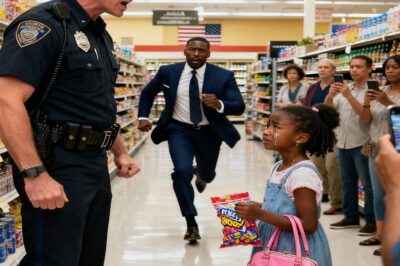 A racist police officer accused an 8-year-old Black girl of shoplifting at a supermarket—five minutes later, her father, the CEO, arrived and made the officer pale…