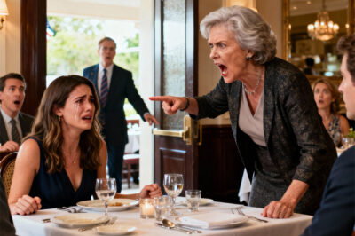 At dinner, my mother-in-law laughed for everyone to hear. “She can’t even cook — she doesn’t belong in our family. She’s nothing but an outsider,” she sneered, then waved me toward the door. The restaurant manager hurried over and asked, “Ma’am, should I remove them for you? Just say so.” The table went quiet. I smiled sweetly and said, “Actually, I’m the owner. Please show that woman out.”