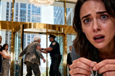 They shoved him out of the lobby like he was trash. “Get out, old man—this is a private building!” the security guard barked, while the rich residents watched with smug satisfaction. I tried to force myself to walk away… until I saw what he’d dropped onto the marble floor: a necklace. I picked it up—and my heart stopped. Engraved on the pendant was my name. “No way…” I whispered, my breath catching. Because in that instant, I knew—this was the father I’d been searching for for twenty years.