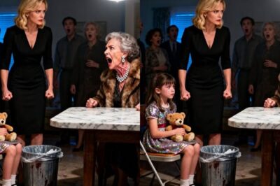 At Christmas dinner, my nine-year-old daughter was seated completely alone — next to the trash bin, on a wobbly folding chair. No one said a word. Everyone acted like it was normal. When I arrived, she stood up, walked straight to me, and whispered, “Mom… can you do what you promised if I ever felt sad again?” Five minutes later, my mother was screaming, and the entire room finally understood what they’d done…