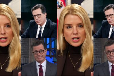 What was supposed to be a routine Late Show appearance turned into something no one saw coming. Pam Bondi didn’t just spar with Stephen Colbert—she flipped the entire script with a single, razor-sharp line that instantly changed the mood in the room. The audience froze. Colbert paused. And for a rare moment, the host famous for never missing a beat had nothing to say. As cameras kept rolling, insiders say producers scrambled behind the scenes to contain the fallout. Viewers at home sensed it immediately: this wasn’t banter anymore. What exactly did Bondi say—and why are people calling it one of the most unforgettable moments the show has ever aired?