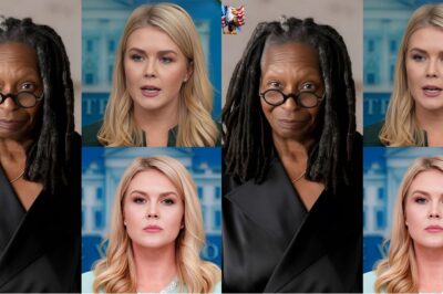 Karoline Leavitt didn’t raise her voice—she raised a receipt. What followed was a split-second reveal so unexpected it drained the energy from The View’s set and left Whoopi Goldberg momentarily frozen. The audience went quiet. The cameras kept rolling. Within minutes, the clip was everywhere—and behind the scenes, sources say ABC executives were scrambling. What exactly did Karoline put on the table, and why did producers move so fast to contain what happened next?