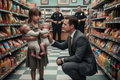 A homeless girl was reported to the police by a store manager for stealing a carton of milk for her two crying, hungry siblings – suddenly, a millionaire who witnessed the scene stepped forward, thinking he would help, but instead committed an outrageous act…