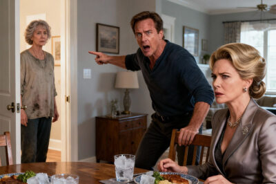 I never told my son that I am a wealthy CEO who earns millions of dollars every month. He has always believed I live on a modest pension. When he invited me to have dinner with his fiancée’s parents, I decided to test them by pretending to be a poor woman who had lost everything. But the moment I stepped through the door, her mother lifted her chin and said, “You look… terribly ordinary! I hope you’re not expecting us to help pay for the wedding.” I stayed silent. But her father looked at me for just one second, then suddenly stood up in fear…