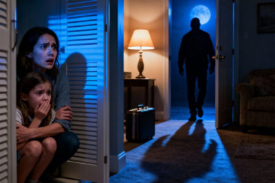 “My husband came home early from his business trip. The door knocked, and I heard, ‘I’m home!’ But my 6-year-old daughter suddenly grabbed my shirt and whispered, ‘Mommy… that’s NOT Daddy’s voice. Let’s hide.’