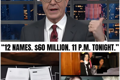 “THE LETTER THAT COULD TOPPLE EVERYTHING.” — STEPHEN COLBERT SAYS AN ANONYMOUS SOURCE NAMED 12 POWERFUL FIGURES PAID $60 MILLION TO BURY A SECRE