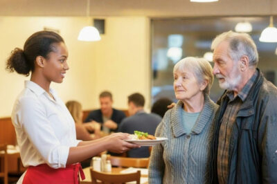She kindly served a meal to a hungry elderly couple on Christmas Eve, without knowing who they were.
