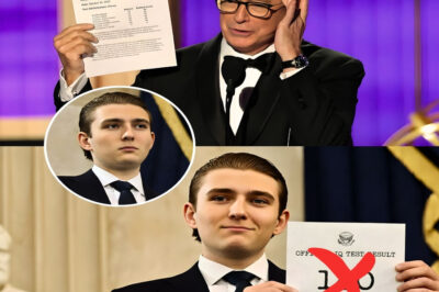 NEWS FLASH: The studio freezes during a satirical Colbert segment after a disputed IQ claim involving Barron T.r.u.m.p catches everyone off guard.