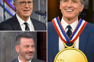 BREAKING NEWS: Gavin Newsom stuns Colbert’s studio by revealing he’s been crowned the first-ever intergalactic “Most Peaceful Person in the History of the Earth” — and teases even bigger Kimmel revelations ahead