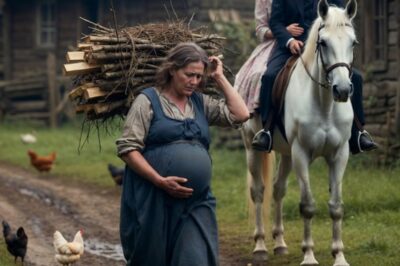 The farmer was riding with his girlfriend… and froze when he saw his pregnant ex-wife carrying firewood…