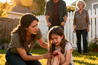 My husband shoved my 7-year-old daughter to the ground. She fell, scraped her knee, and started crying. He laughed and said, “Well, aren’t you clumsy.” His mother nodded. “Don’t cry. It’s your own fault.” I didn’t make a scene. I did this. Two days later, my husband and his parents were calling non-stop in a full-blown panic…