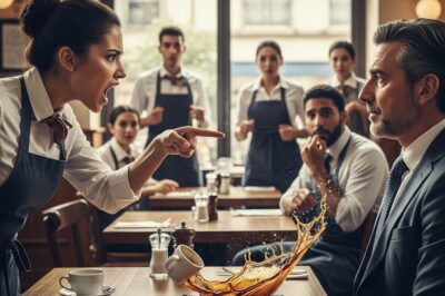 He threw boiling coffee at her to humiliate her because she was “just a waitress.” Her response silenced the entire restaurant and taught him a lesson he’d never forget.