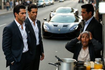 A humble elderly woman fed triplets on the sidewalk; years later, three Lamborghinis stopped in her stroller…