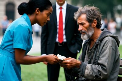 She lost everything and gave her last bill to a homeless man… without imagining who he was…