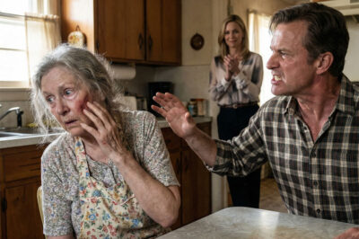 I refused to give my son the money from the sale of the farm. Then he slapped me and yelled, “Get this old woman out of here!” My daughter-in-law clapped her hands with satisfaction, as if she were enjoying the scene. Trembling, I retreated to my room without saying a word. Ten minutes later, the doorbell rang. When my son saw who was standing on the other side, he collapsed to his knees and, sobbing, began to beg for forgiveness…