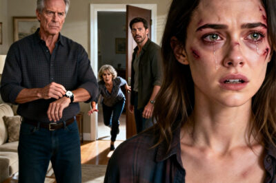 “Honey, why is your face covered in bruises?” My father came to wish me a happy birthday and noticed it immediately. My husband didn’t even seem embarrassed; he smiled mockingly and said, “Oh, that was my doing. Instead of wishing her a happy birthday, I slapped her.” My father wasn’t amused. He took off his watch, placed it on the table, and told me in a firm voice to go outside. Through the window, I saw my mother-in-law be the first to come out, crawling desperately on all fours…