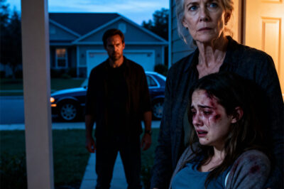 At five in the morning, I opened the door and found my daughter, nine months pregnant, her face swollen and covered in bruises. The moment she saw me, she collapsed into my arms, crying uncontrollably. Between sobs, she managed to say, “Mommy… Leo hit me.” Minutes later, my phone started ringing. I recognized his number immediately. When I answered, his voice was harsh and threatening: “You don’t know who you’re messing with.” I looked at my trembling hands and smiled coldly. After all, I had spent twenty years sending men exactly like him to prison… and this time, it was personal.