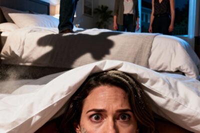 I returned home from my business trip three days earlier than planned, dreaming of nothing but sleep. The moment my suitcase hit the floor, I heard laughter: women’s voices. Then the gate opened. My husband’s voice. “Hurry, before she gets back.” My heart pounded against my ribs as I slid under the bed, dust filling my mouth. Footsteps drew closer. A shadow stopped inches from my face. And that’s when I understood… I wasn’t supposed to be there.