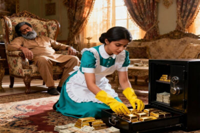 The wealthy man pretended to be asleep to test his shy maid — but when he opened his eyes and saw what she was doing, his heart stopped… and that quiet night changed his life forever. –