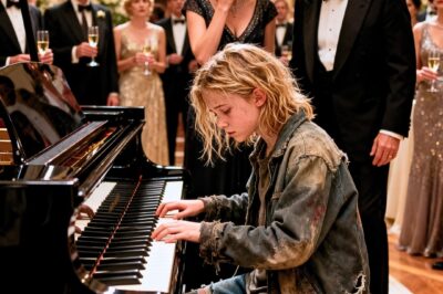 A very thin, homeless girl was being escorted toward the exit of a luxurious charity gala by two security guards. She glanced at the piano and shouted, “Can I play the piano in exchange for a plate of food?”