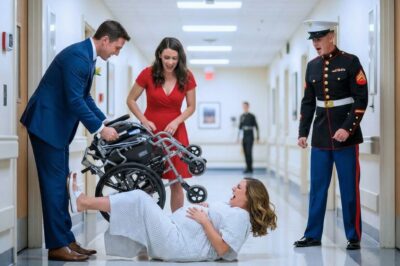 “Don’t touch my wheelchair—Andrew, I’m eight months pregnant!” He tipped her backward anyway… and her Marine brother walked in at the worst moment.
