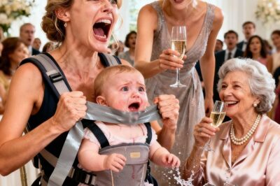 At my sister’s lavish baby shower, I came back from the bathroom to find my six-month-old daughter’s mouth taped shut. My sister smiled mischievously and gestured for me not to overreact. “Relax… she was ruining the mood with all that crying.” I ripped the tape off, trembling. Then my mother laughed, taking a sip of her champagne. “Can’t you see how peaceful it is? You should thank her.” That was it. I didn’t throw a vase. I put my phone on speaker and dialed 911. What happened next changed my life forever.